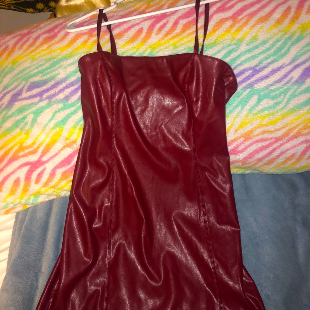 Leather mini dress